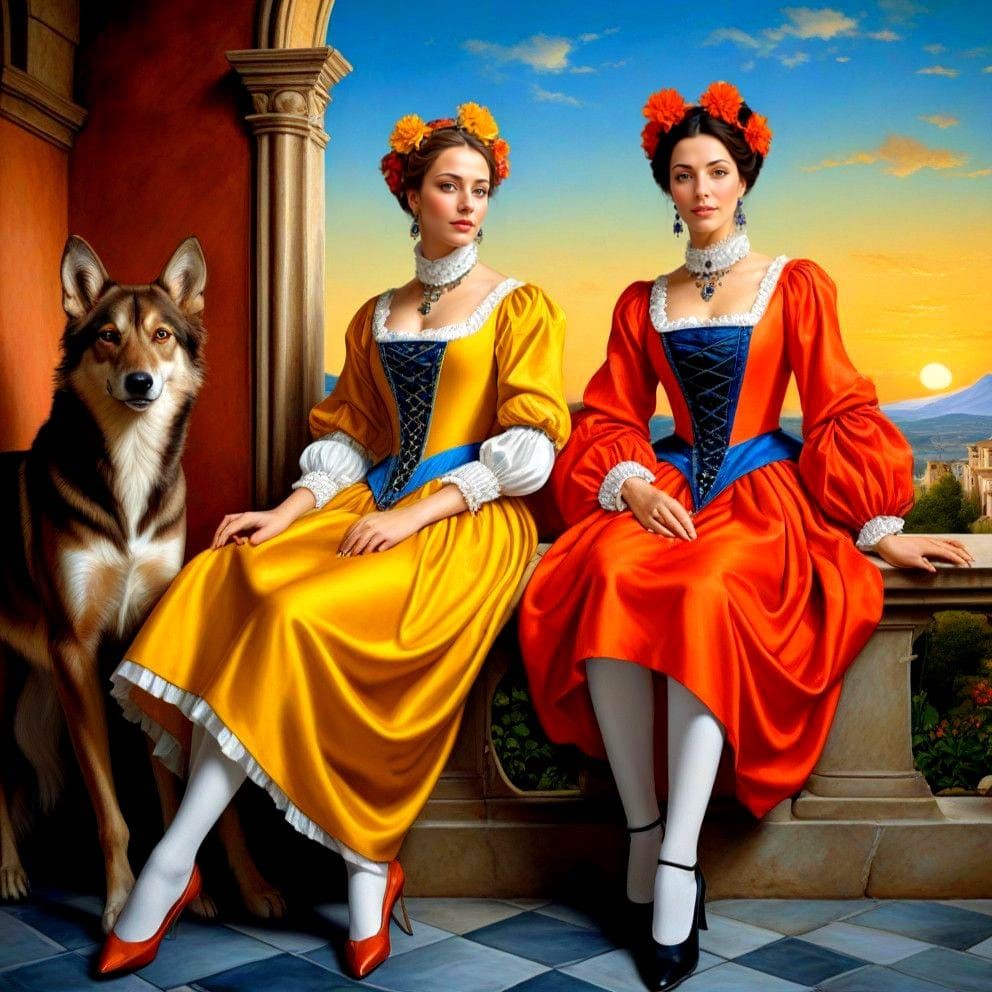 Charming Italian Renaissance Ladies in Exotic Landscapes