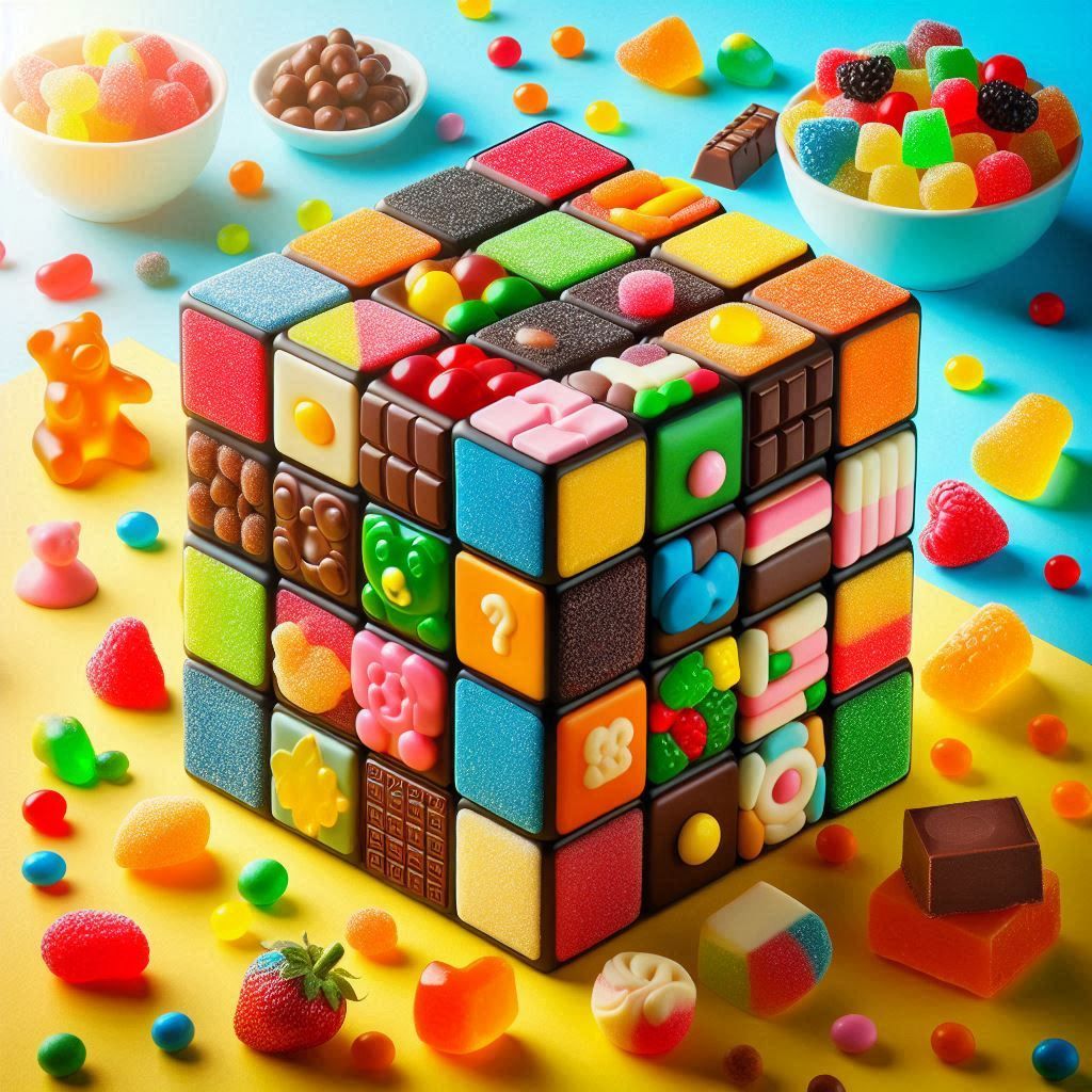 Rubik's cube made of candies