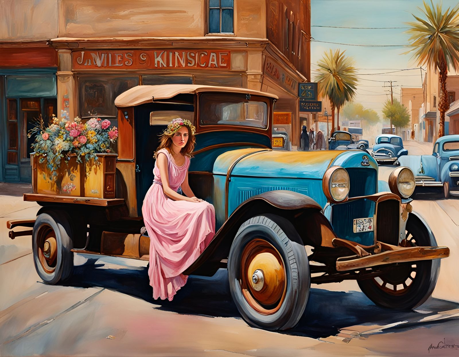 It's a girl my lord in a flat bed ford, Winslow Arizona, woman, street ...