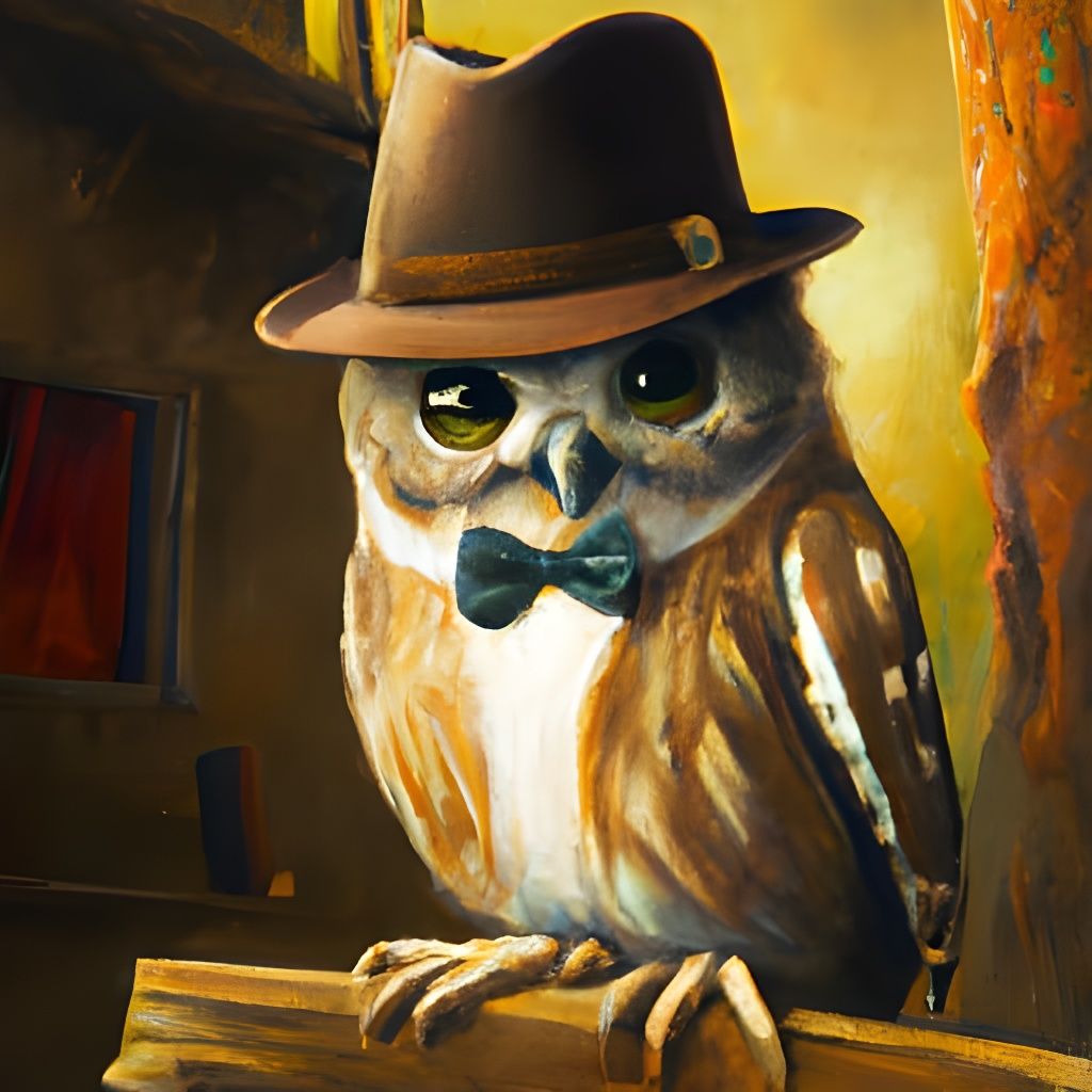 Saw Whet Owl Wearing a Fedora