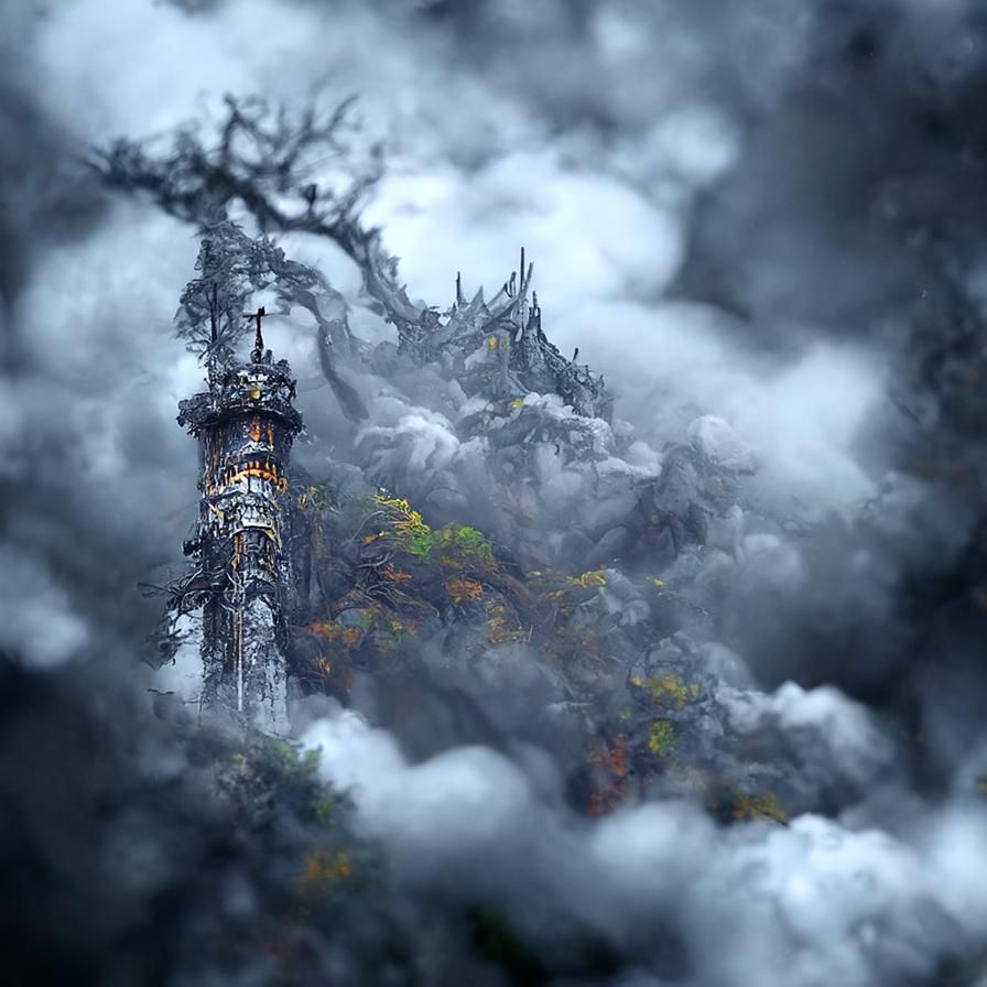 Tower on the cloudy Mountain