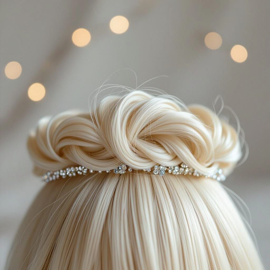 Hyperrealistic Crown Made of Natural Blonde Hair Strands