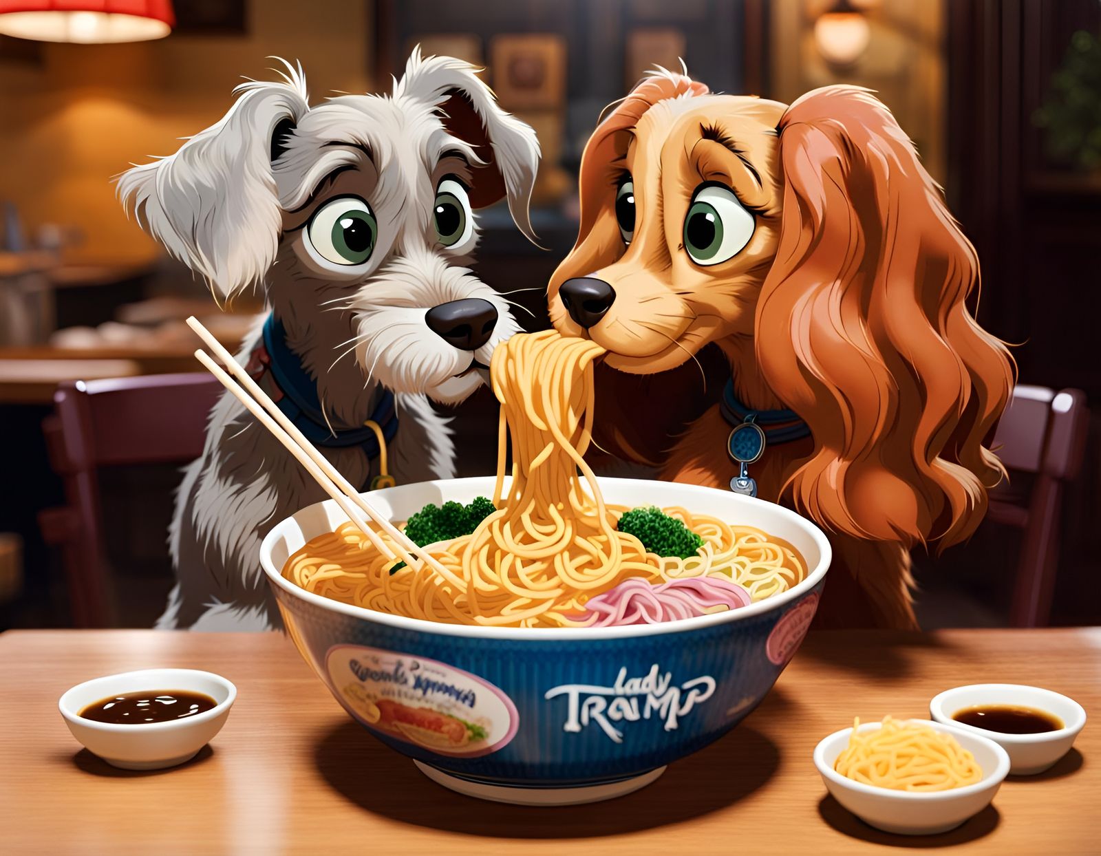 Lady and her companion sharing ramen  by @Sapphoria aka The Folk Witch