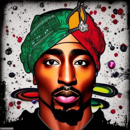 tupac peace bling art real in the streets - AI Generated Artwork ...