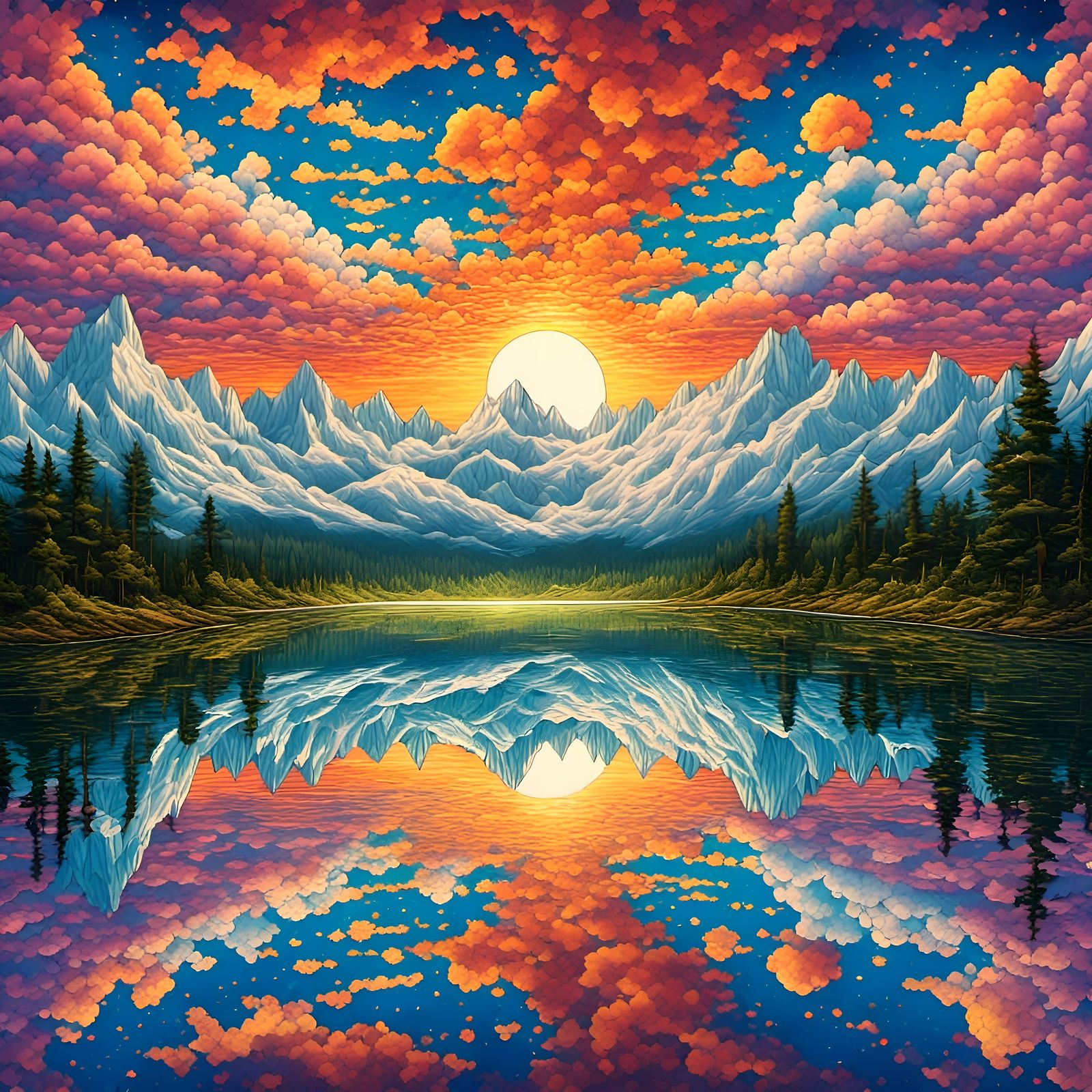 <lora:sheesh:1.0> | lake-reflecting | exploding-clouds  