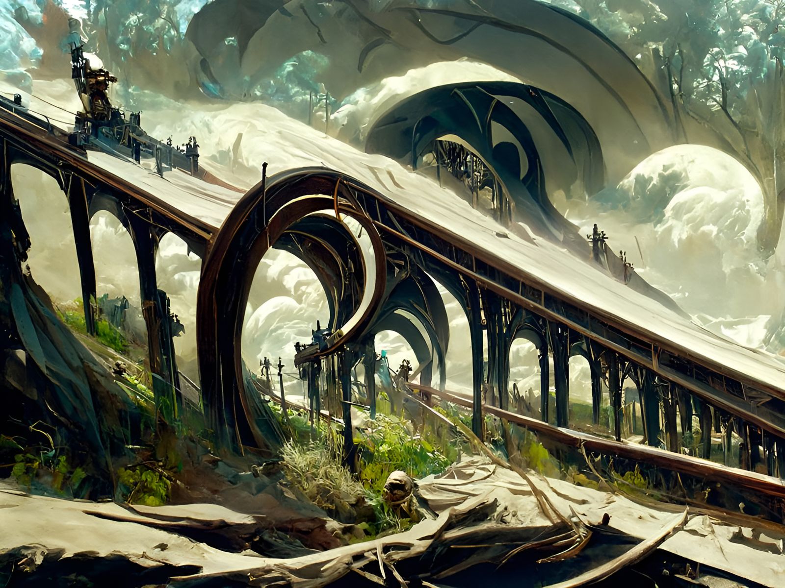 Train track on a wave of though, leyline pathways sinister b...