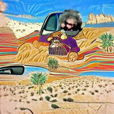 jerry Garcia driving through the desert