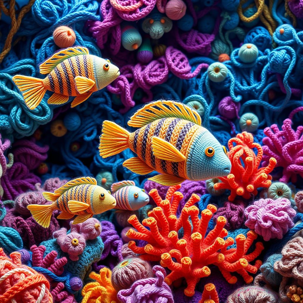 Knitted aquarium  by @mcshaggy