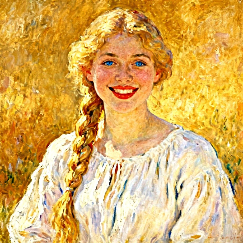 Pretty Impasto Peasant Portrait