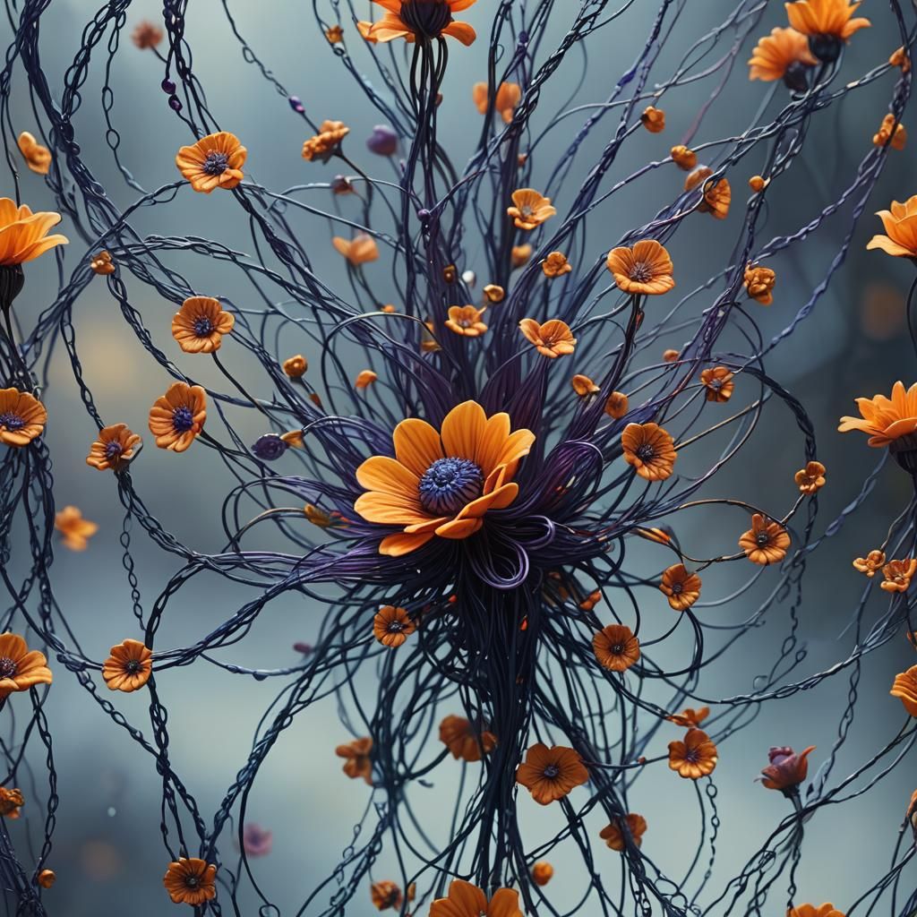 Iron Flower Suspended in Dreamlike Environment