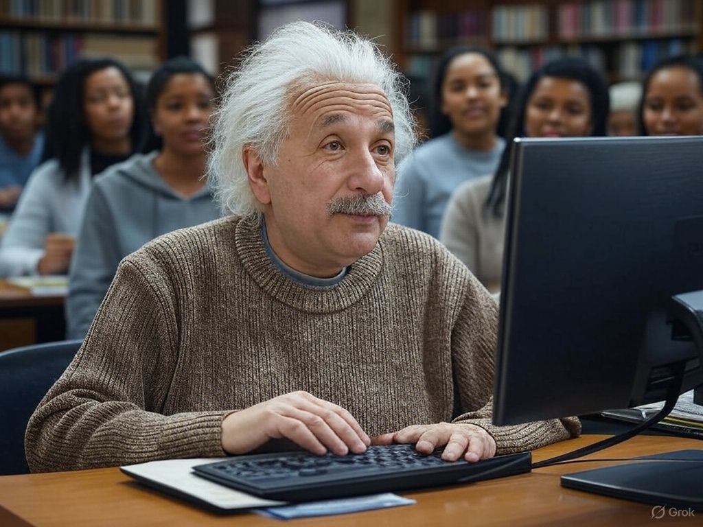 Einstein at a university computer lab