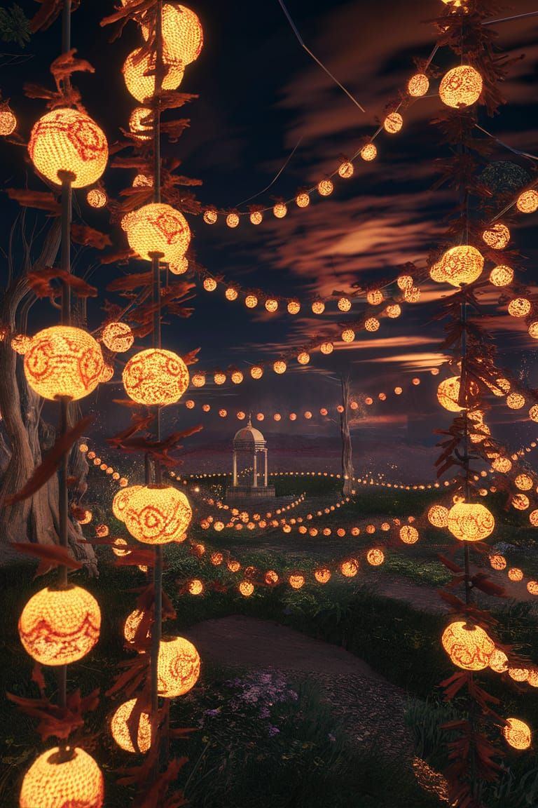 Fantasy Night Garden Temari Silk Ball Fairy Lights