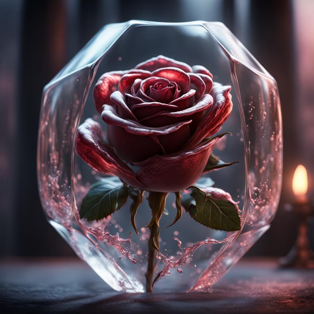 A rose in clear glass
