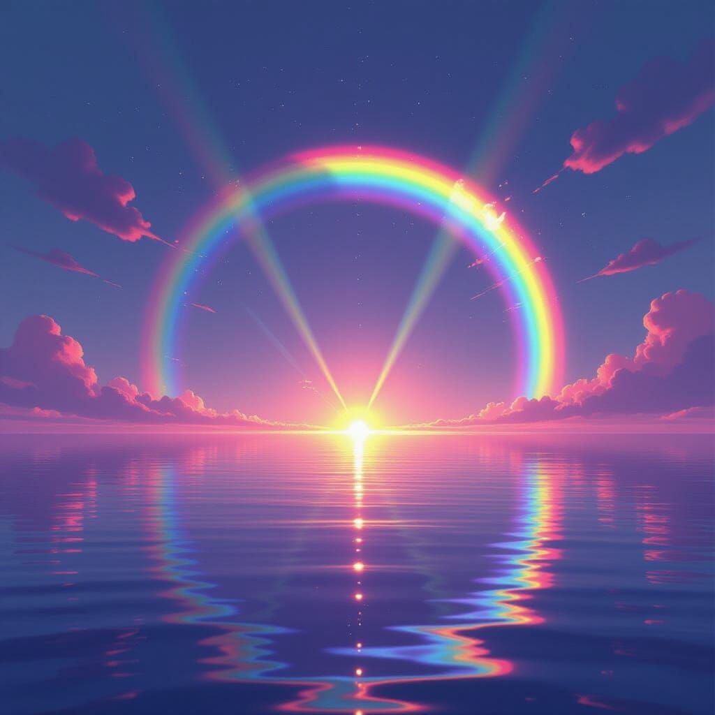 Rainbow Aura Emanates Shimmering, Vibrant Light