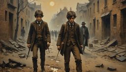 (brown-haired boy Pickpocket:1.5) / epic moody atmospheric Old West ...