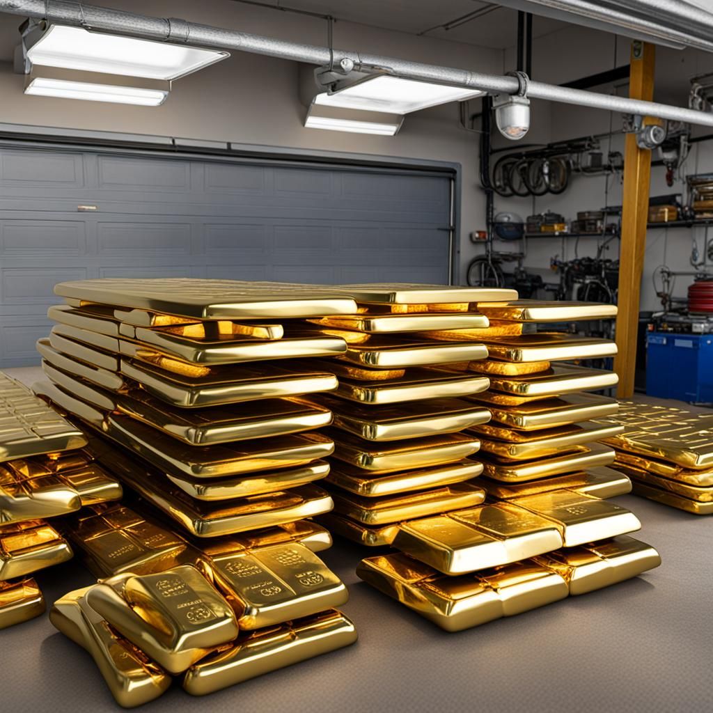 Bars of gold in a garage