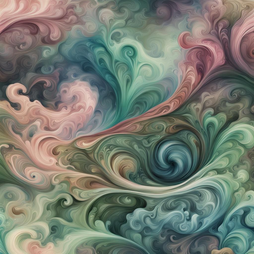 watercolor pinks blues green swirly sepia tones