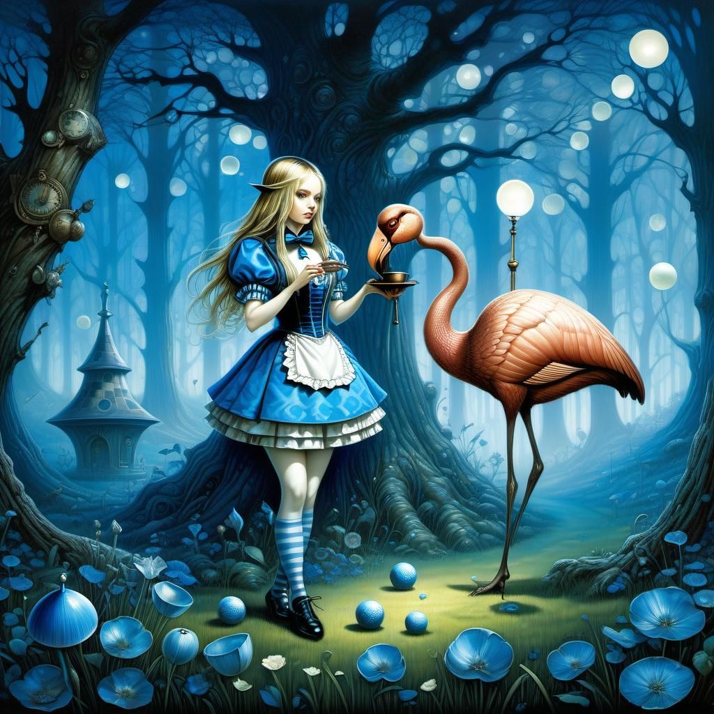 Alice in Wonderland, flamingo croquet 