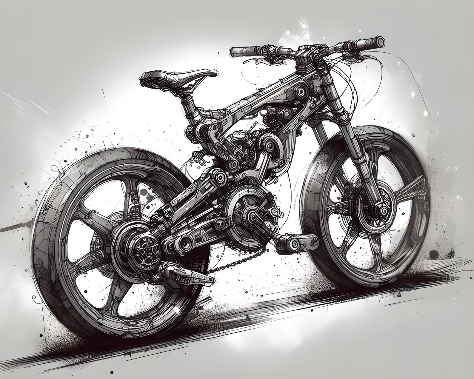 Cyberpunk futurstic mountain-bike protoype