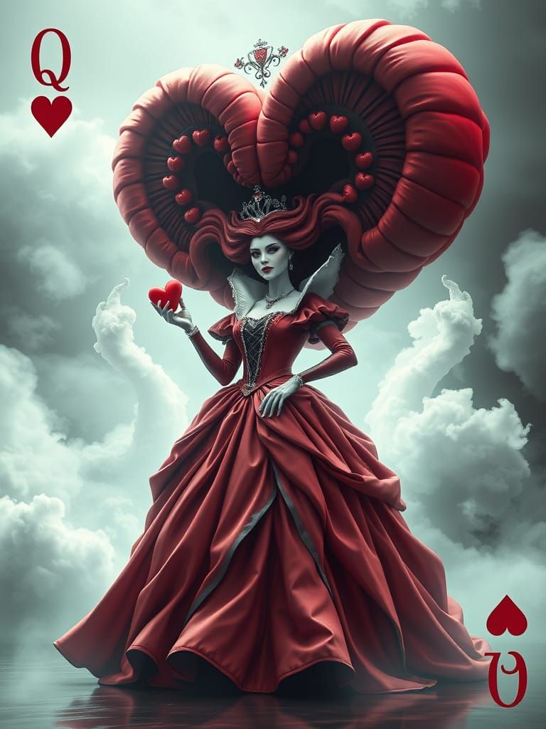 Queen of Hearts emerging into 3D  by @Thexius
