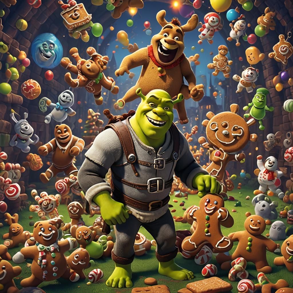 Shrek,  donkey, and gingerbread man album cover