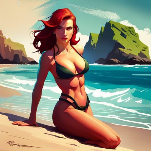 Black widow on the beach AI Generated Artwork NightCafe Creator