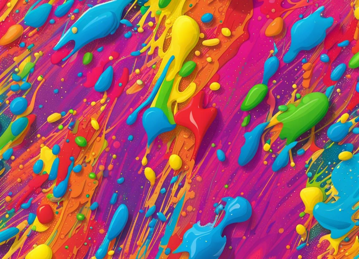 rainbow paint splash all over screen