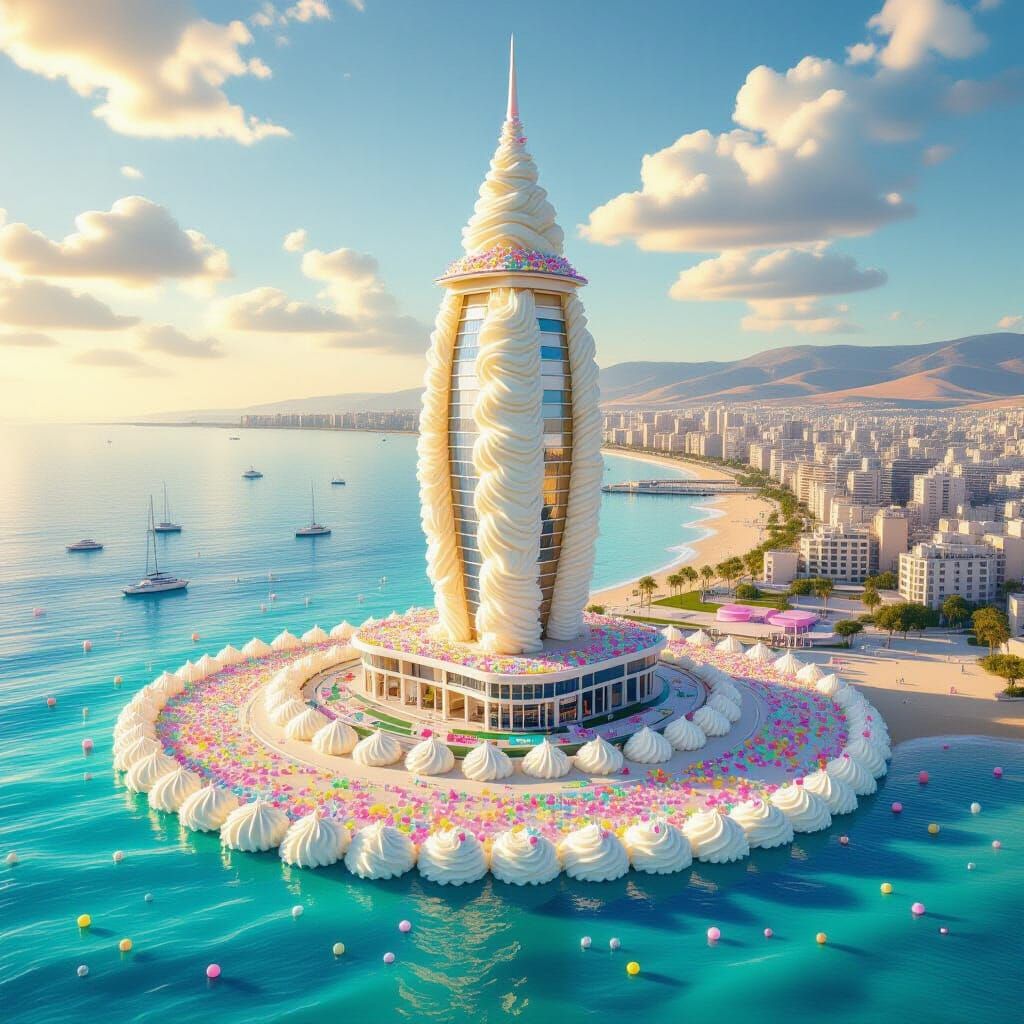 Whimsical Whipped Cream Azrieli Center on Sea of Galilee