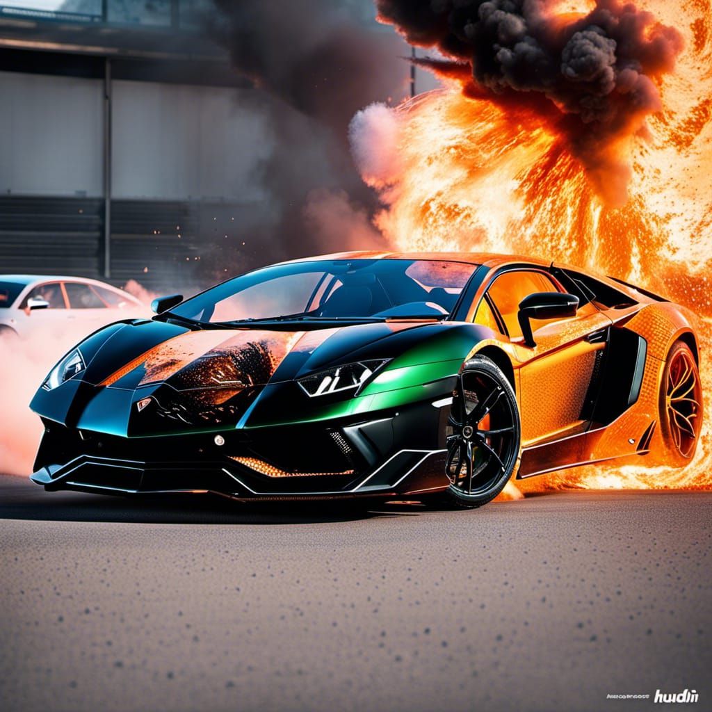 Lamborghini Aventador SVJ63 in slow motion explosion - AI Generated ...