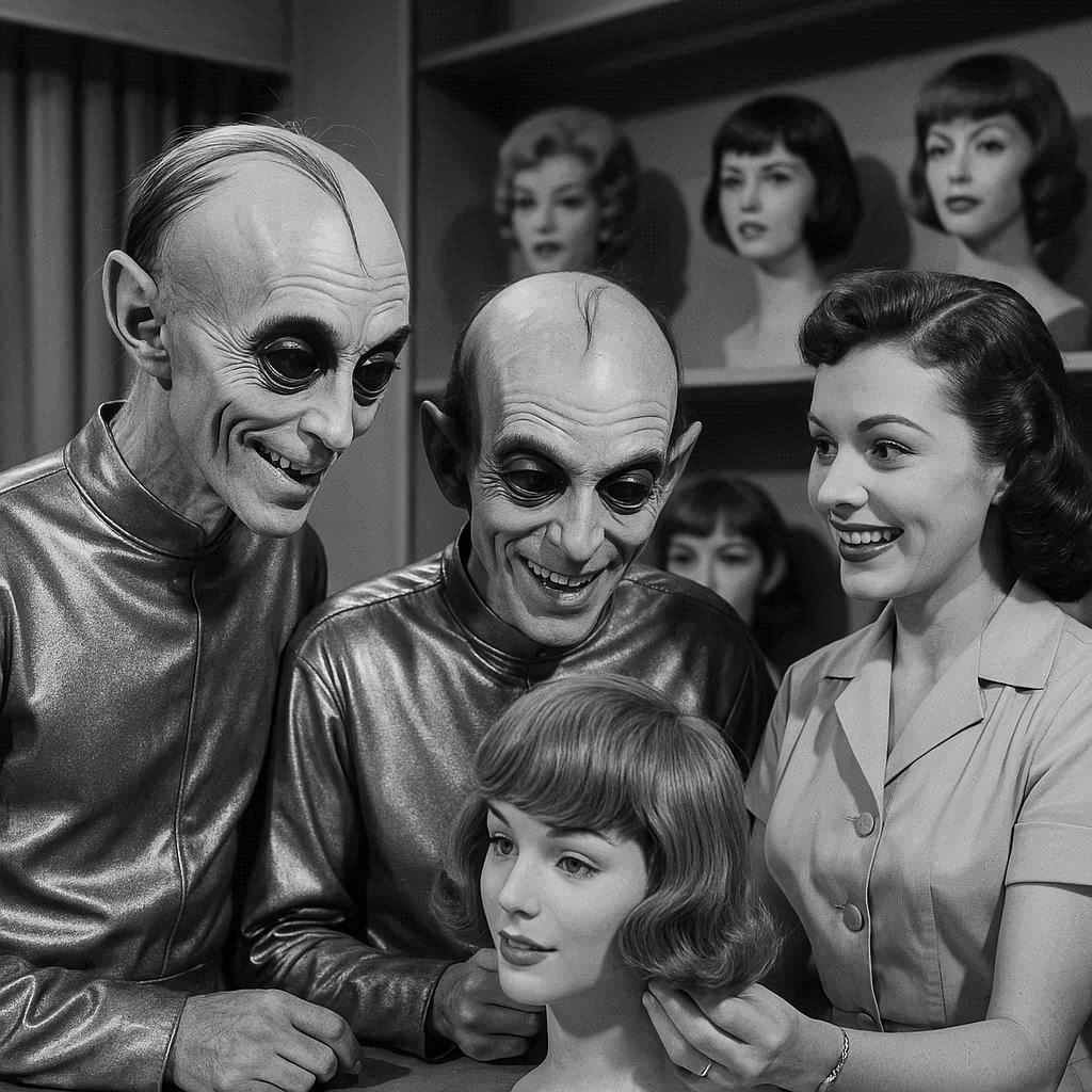 The Bald Aliens (Earth shopping invasion scene)