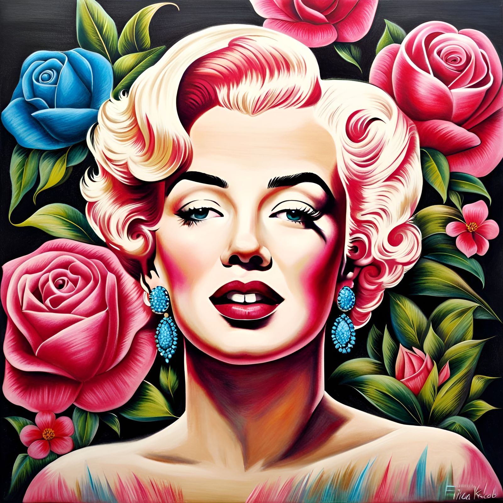 Marilyn Monroe by Frida Kahlo - AI Generated Artwork - NightCafe Creator