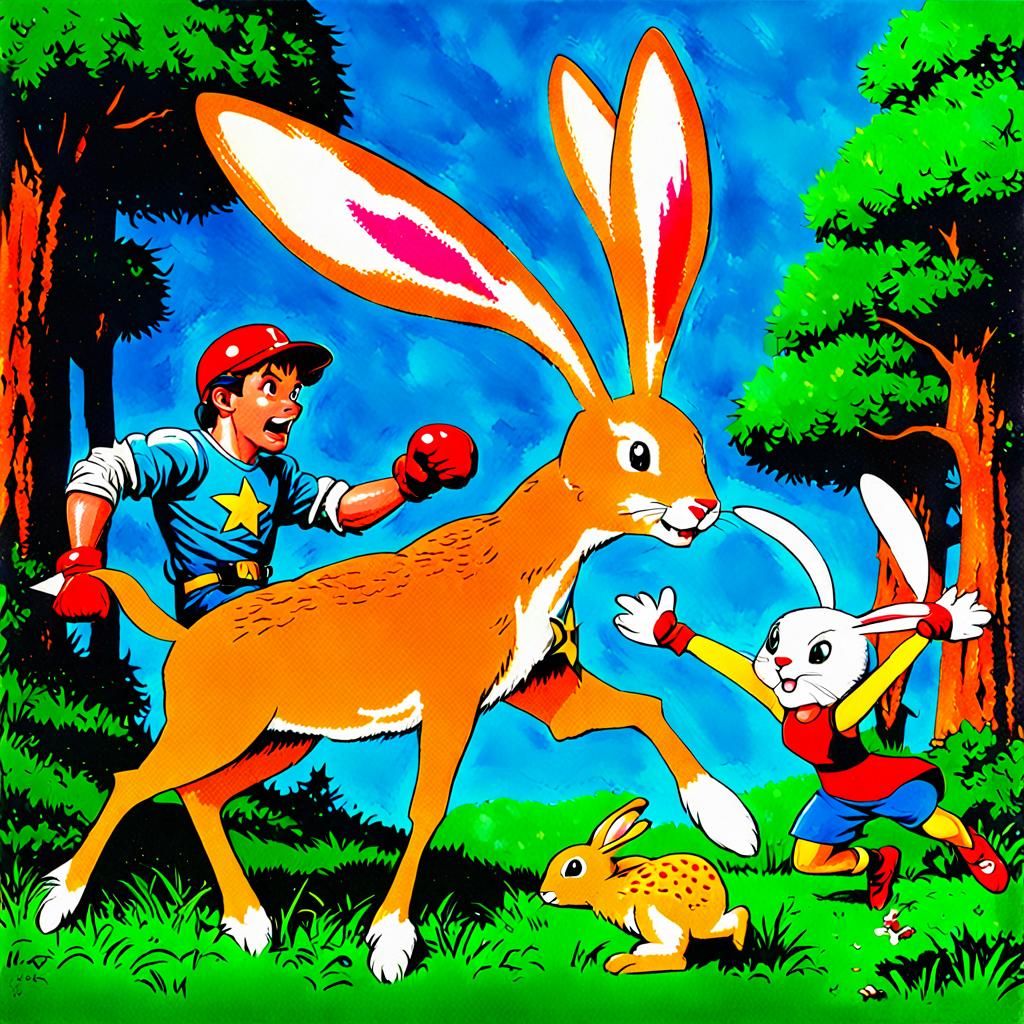 1990s video game fantasy box art . Bomb a deer vs wonder bunny - AI ...