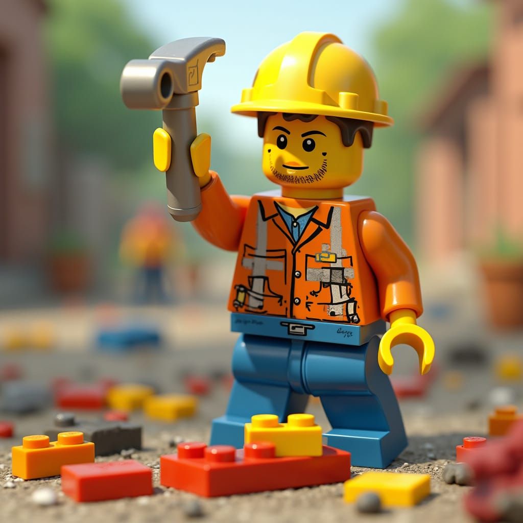 Vibrant LEGO Minifigure Builds Miniature Self in Whimsical S...