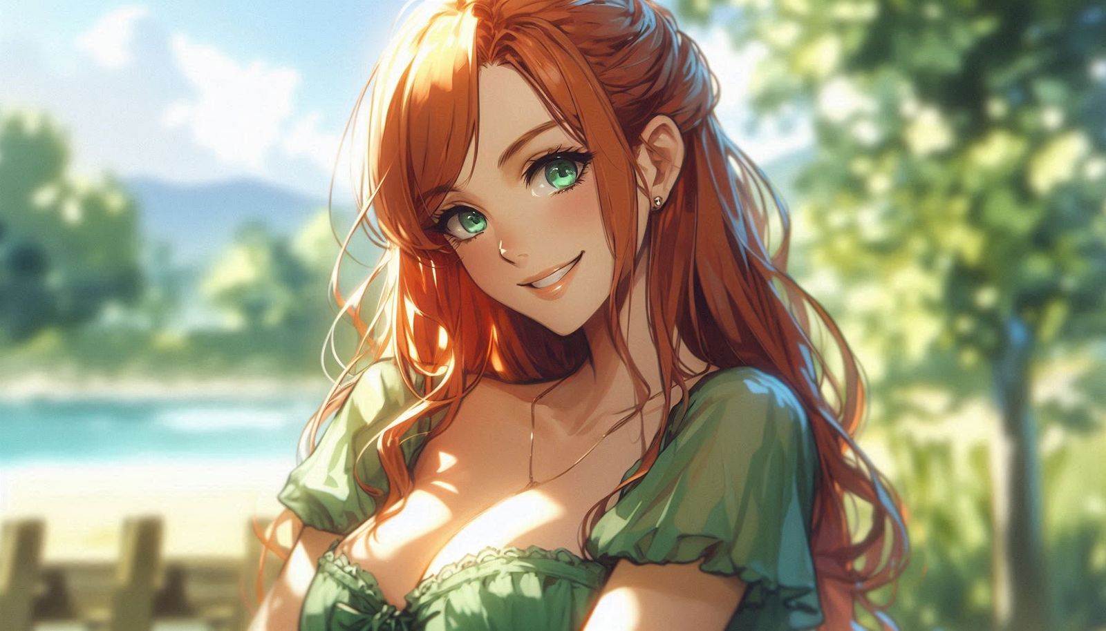 The girl in the green dress - Anime