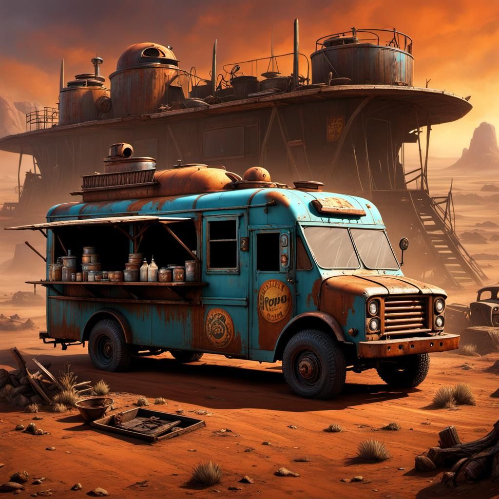 Post-apocalyptic food truck   by @liftarn