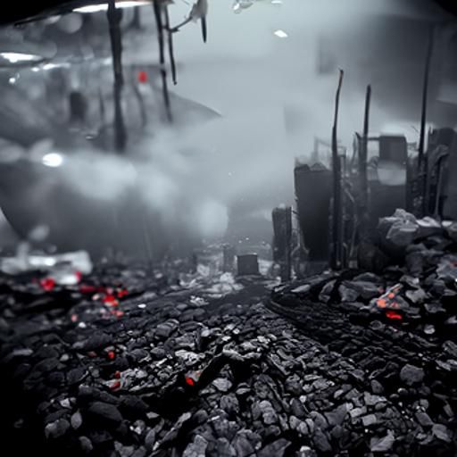 Ground, Destroyed city, dystopian fire landscape horror post ...