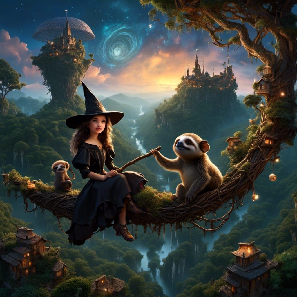 A young witch and her sloth familiar