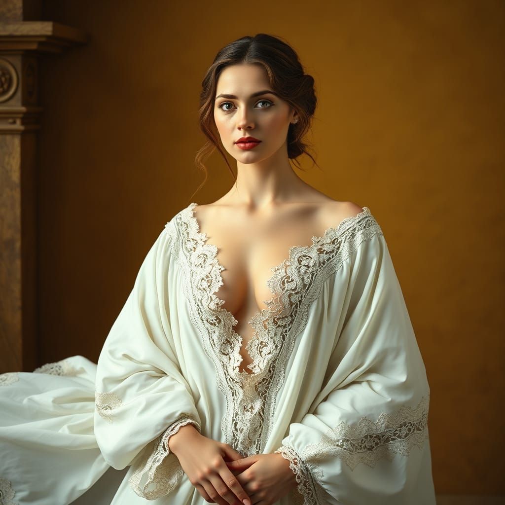 Ethereal Renaissance Woman in Golden Light