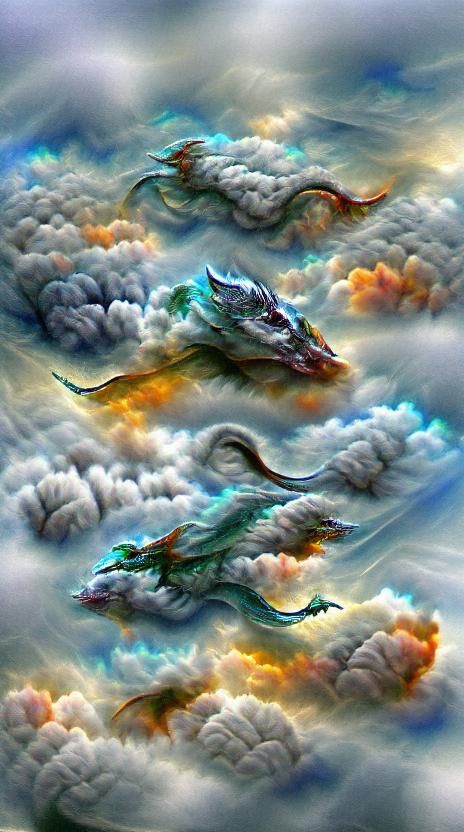 3D Dragon in the Clouds