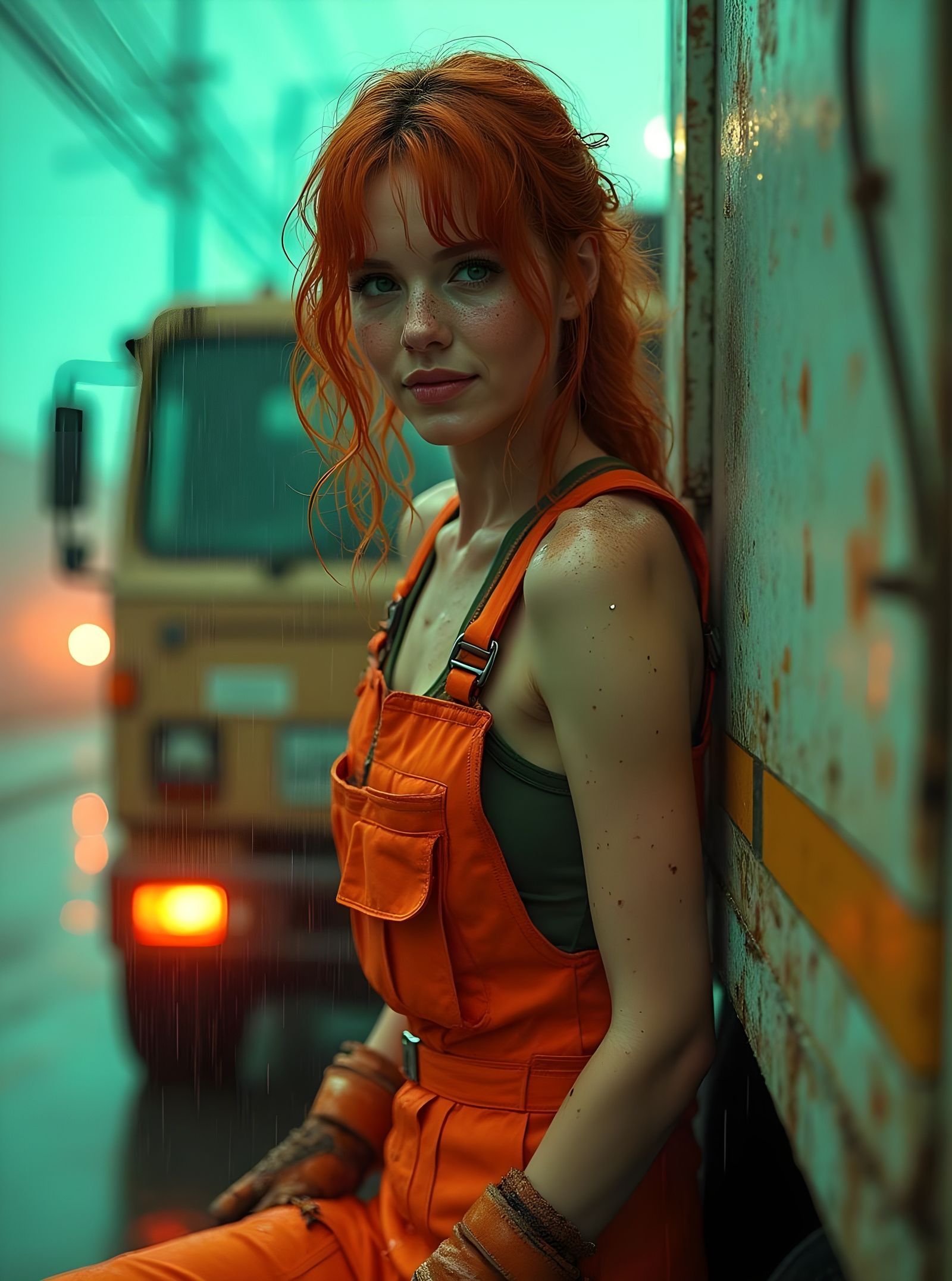 Orange & Green Garbage collector 06