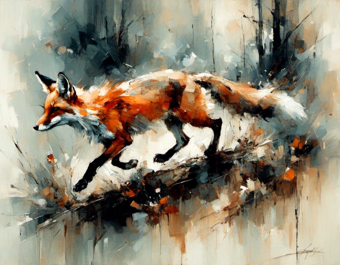 fox hunting a small mouse in the forest in the style <lora:GestureCraft:1.0>