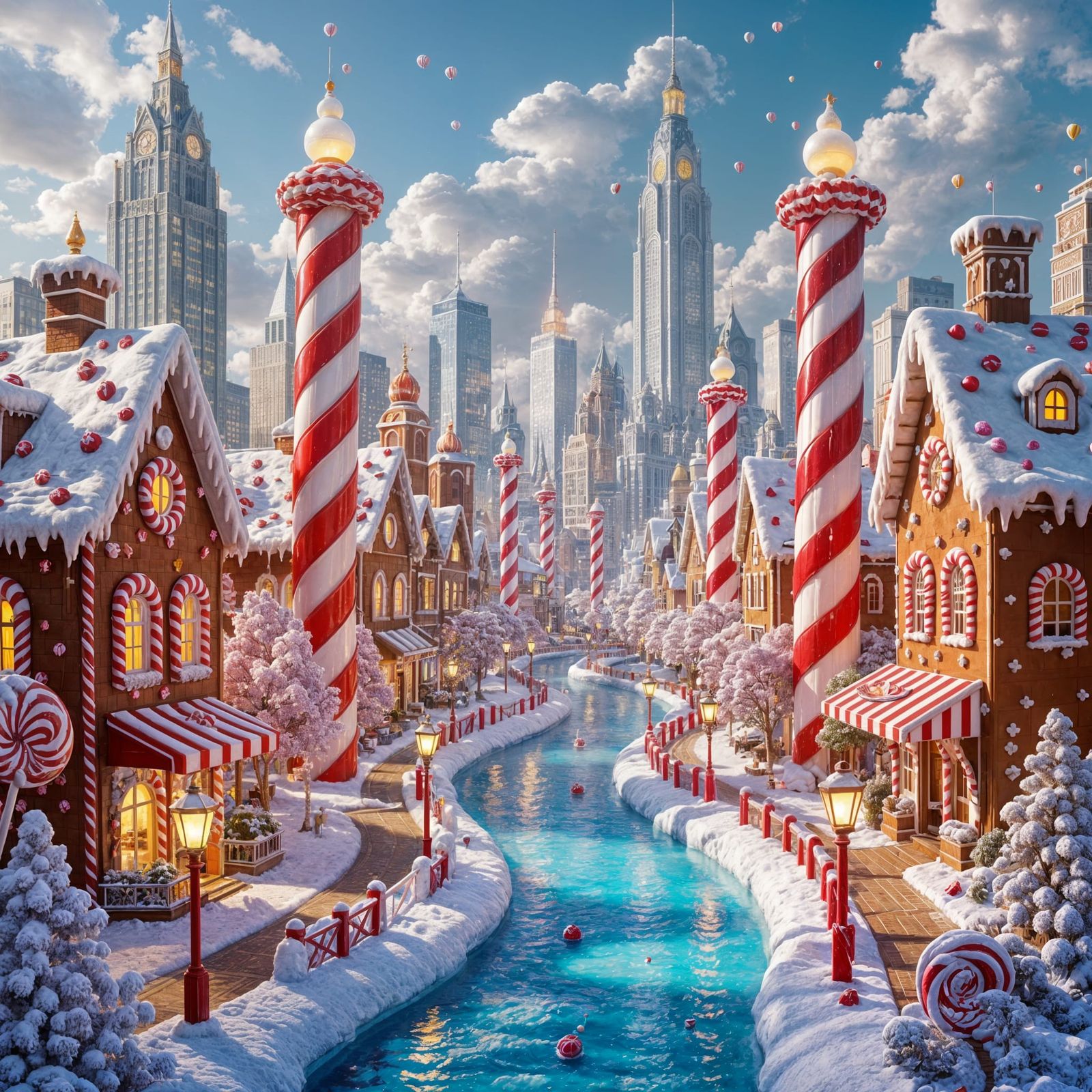 Candy Cane Skyscrapers City   by @Jenim