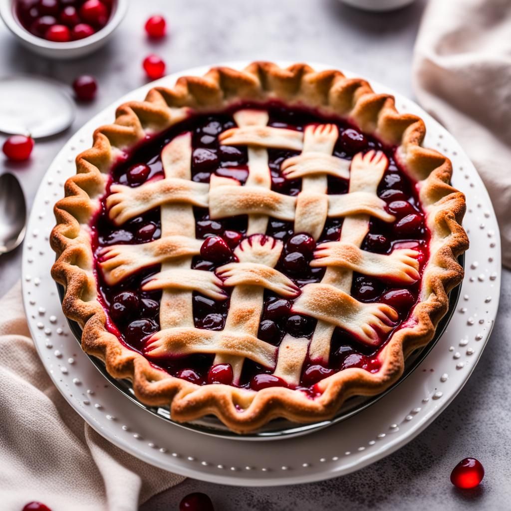 cherry pie with kitten paw prints on top  by @Rich