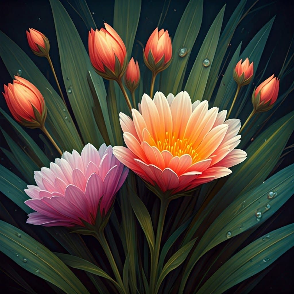 Vibrant Impressionist Flowers in Every Direction