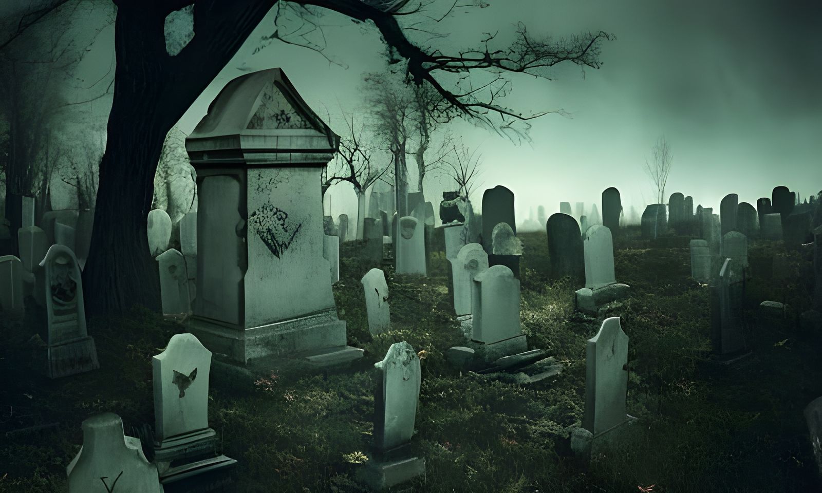 Ghouls in the Graveyard, headstones, cemetery, skeletons, gh...