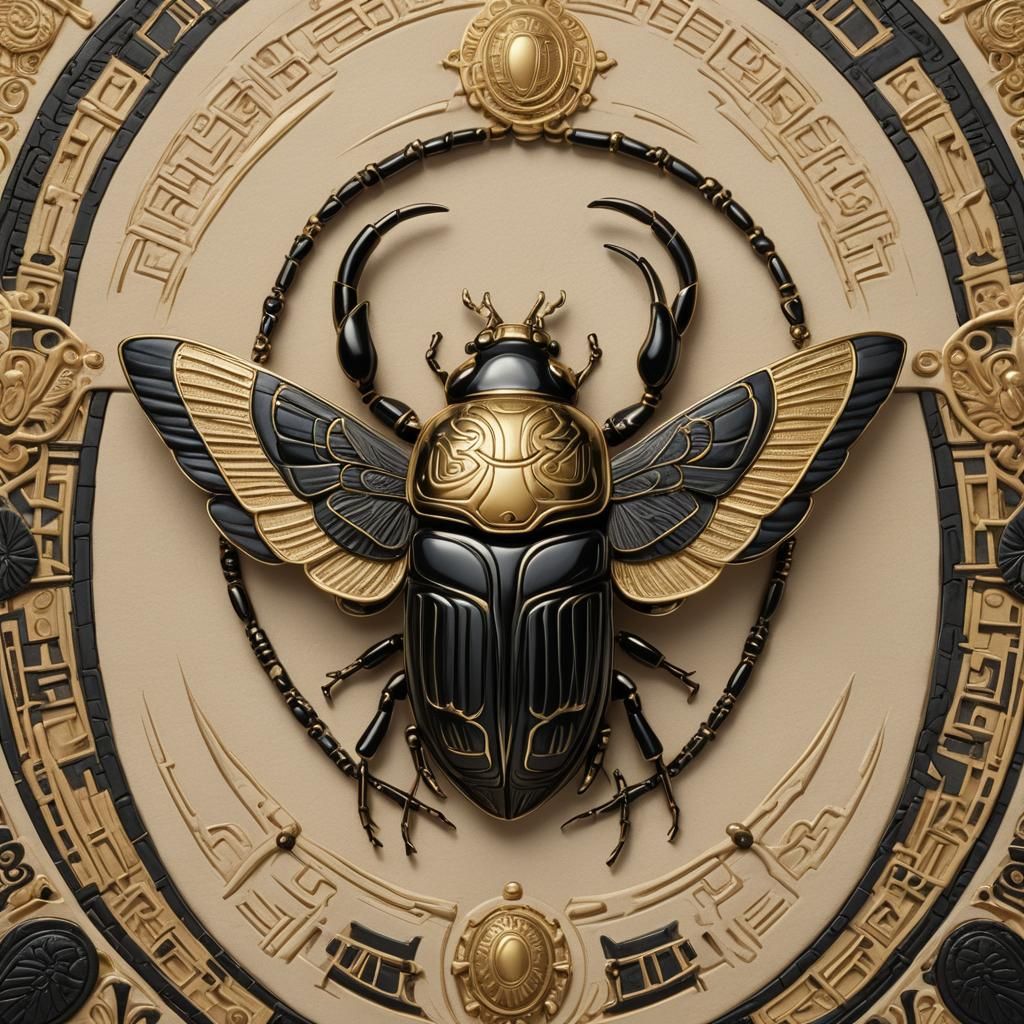 An ornately crafted scarab beetle