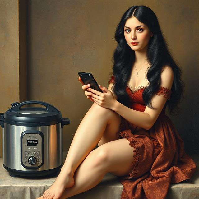 Portrait with rice cooker