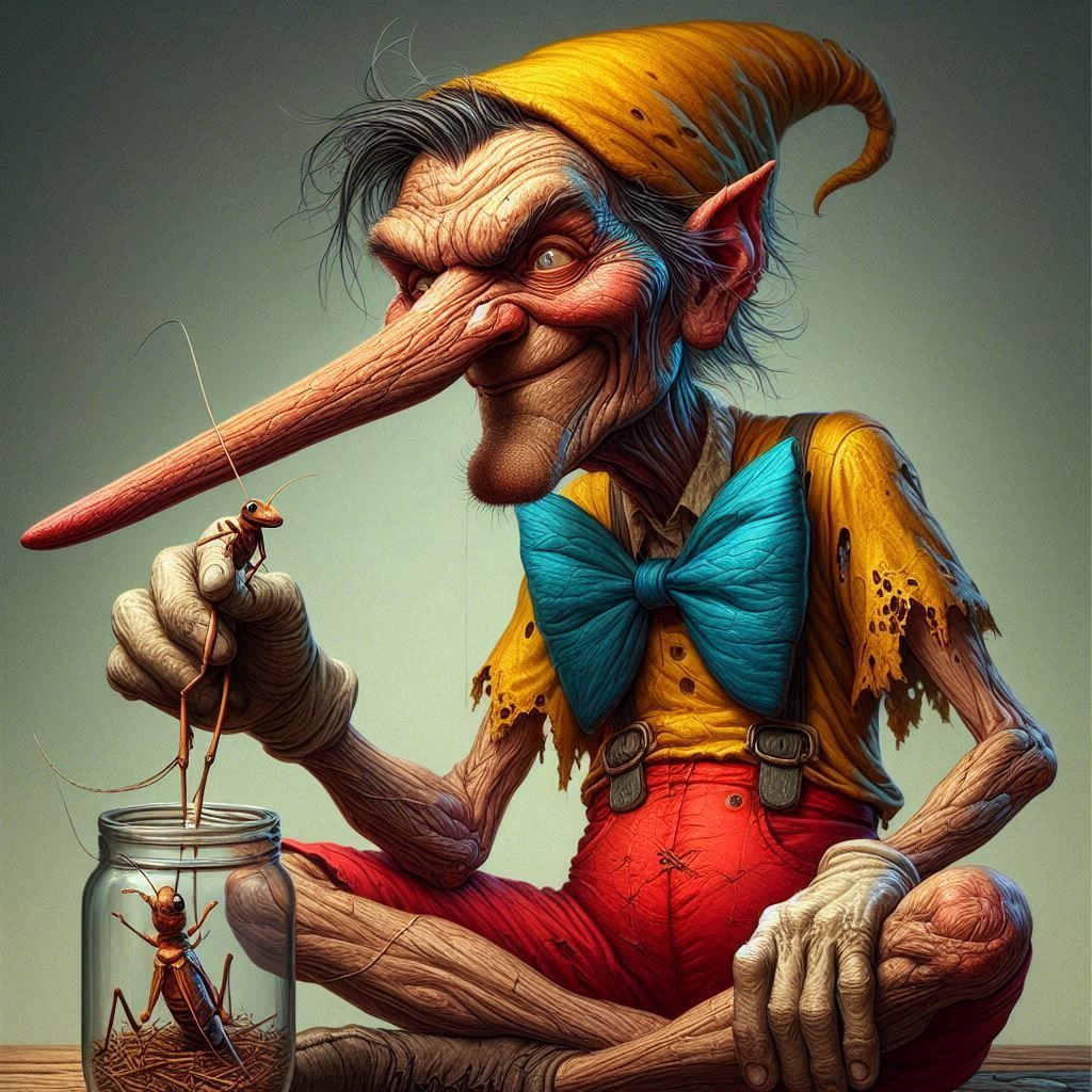 30 years later, Pinocchio has become a neurotic liar and sad...