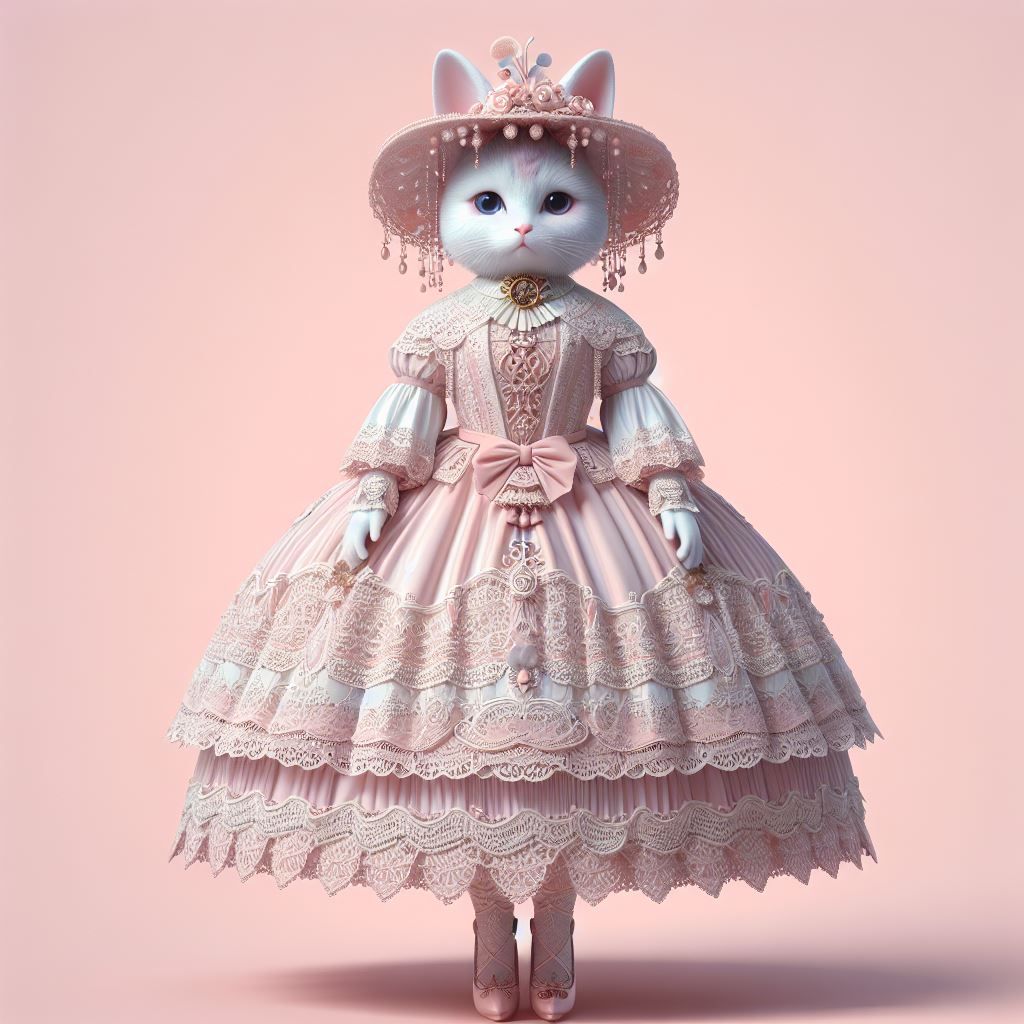 cat wearing a dress and a hat