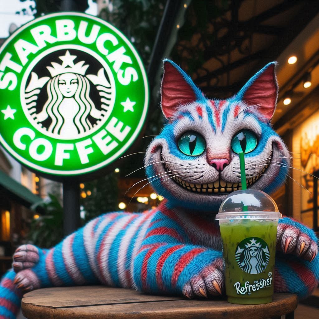 The Cheshire Cat with Starbucks